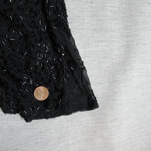 Vtg Stenay Black Beaded Evening Mermaid Dress Sz 10 Whimsigoth Prom Vamp 90s Y2K - Picture 8 of 14